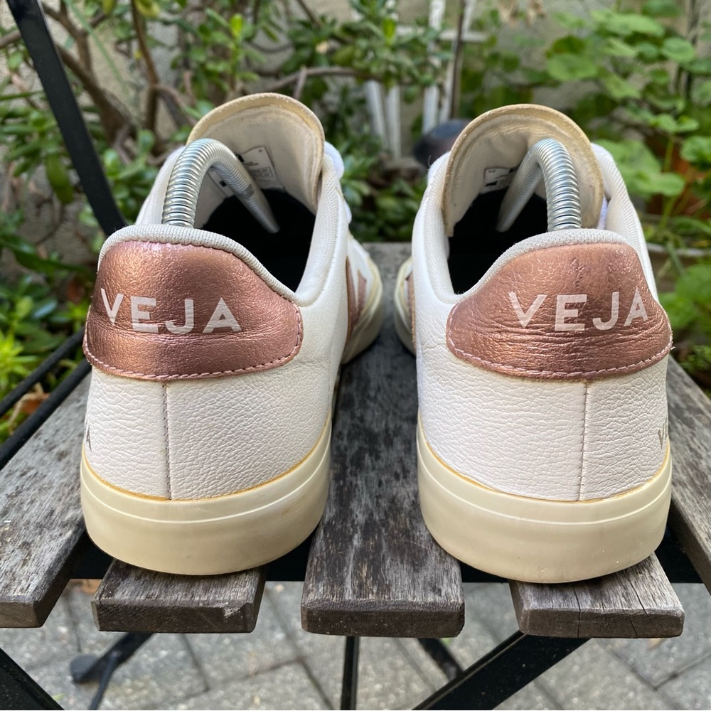 Veja Campo ChromeFree Sneakers Women's Size 10 White Pink Athletic Leather Shoes - Picture 5 of 14